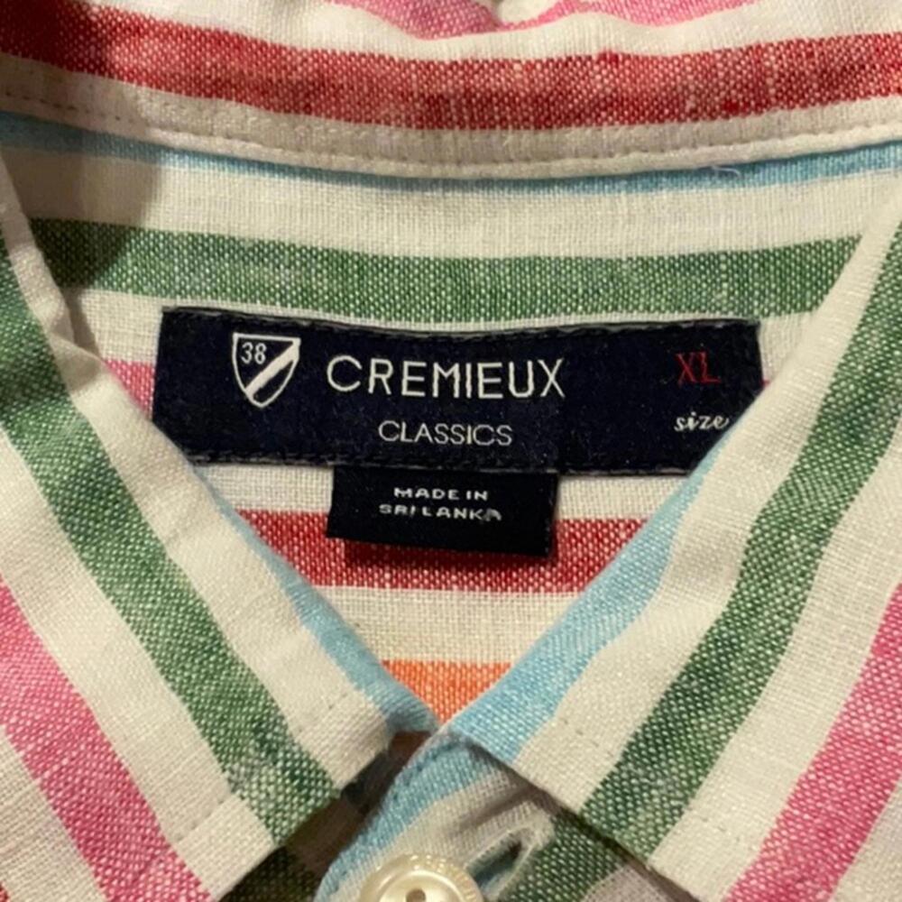 Daniel Cremieux Pastel Multi Striped Linen Button Down Shirt. XL. - Picture 5 of 8